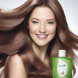 A Sunsilk shampoo commercial featuring a beautiful actress with long, silky smooth hair