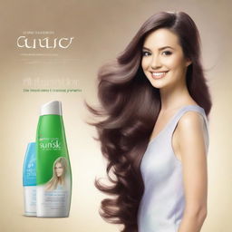 A Sunsilk shampoo commercial featuring a beautiful actress with long, silky smooth hair