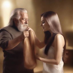 A Sunsilk shampoo commercial featuring a beautiful actress with long, silky smooth hair being shampooed by an old man stylist