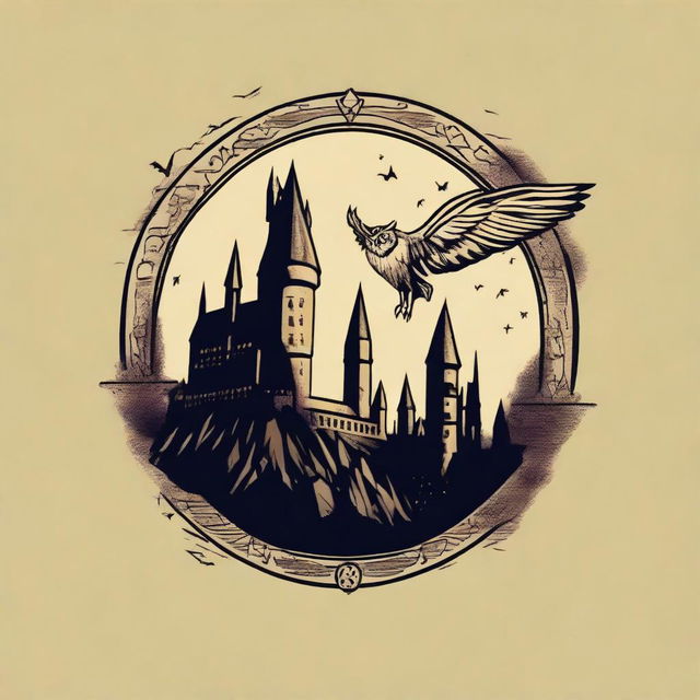 A creative and detailed design for a Harry Potter-themed t-shirt