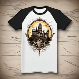 A creative and detailed design for a Harry Potter-themed t-shirt