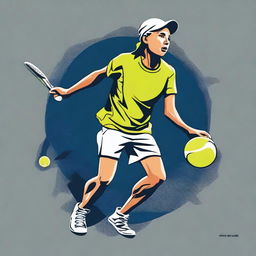 A dynamic and detailed design for a tennis-themed t-shirt