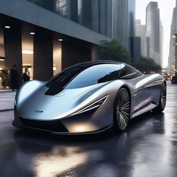 A high-tech supercar designed by Samsung, featuring sleek lines, futuristic aesthetics, and advanced technology