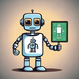 A creative and futuristic design for a t-shirt featuring a robot teacher