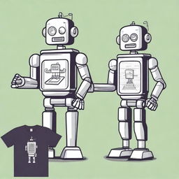 A creative and futuristic design for a t-shirt featuring a robot as a teacher