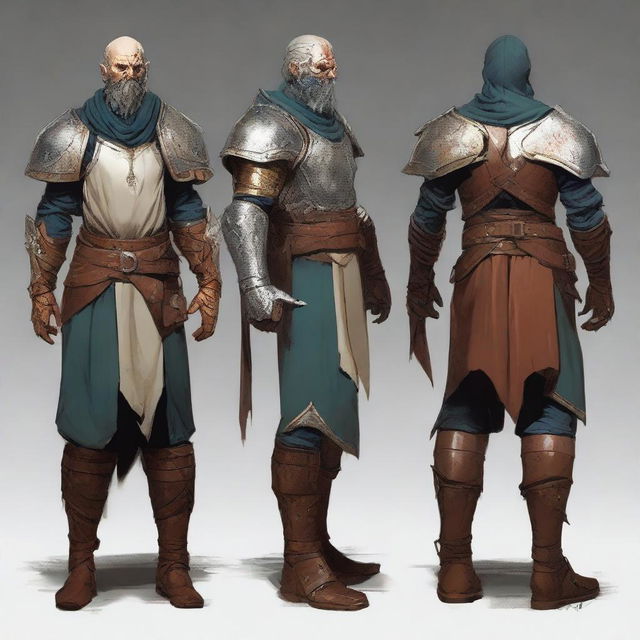 A detailed digital art image in the style of Dungeons and Dragons, showcasing a painter's set of slim armor without a helmet