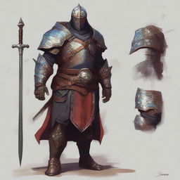 A detailed digital art image in the style of Dungeons and Dragons, showcasing a painter's set of slim armor without a helmet