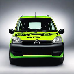 A 1999 Citroen Berlingo vehicle decorated with the logo 'EVOB' in black and fluorescent green tones