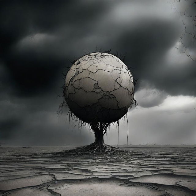 A powerful image depicting the world covered in scar tissue, representing the wounds and damage inflicted upon the planet