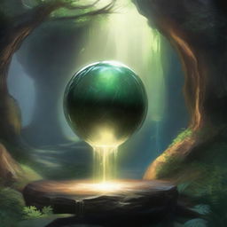 The archeologist discovered a shimmering orb, pulsating with an ethereal glow upon a pedestal of polished stone