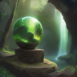 The archeologist discovered a shimmering orb, pulsating with an ethereal glow upon a pedestal of polished stone