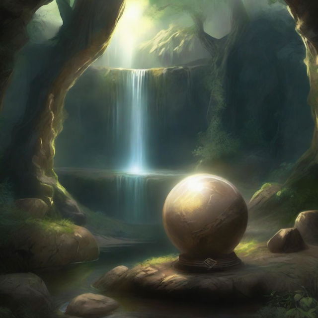 The archeologist discovered a shimmering orb, pulsating with an ethereal glow upon a pedestal of polished stone