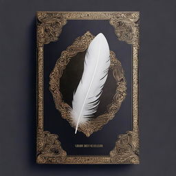 A book cover without any words, featuring a dark background with a white feather in the center