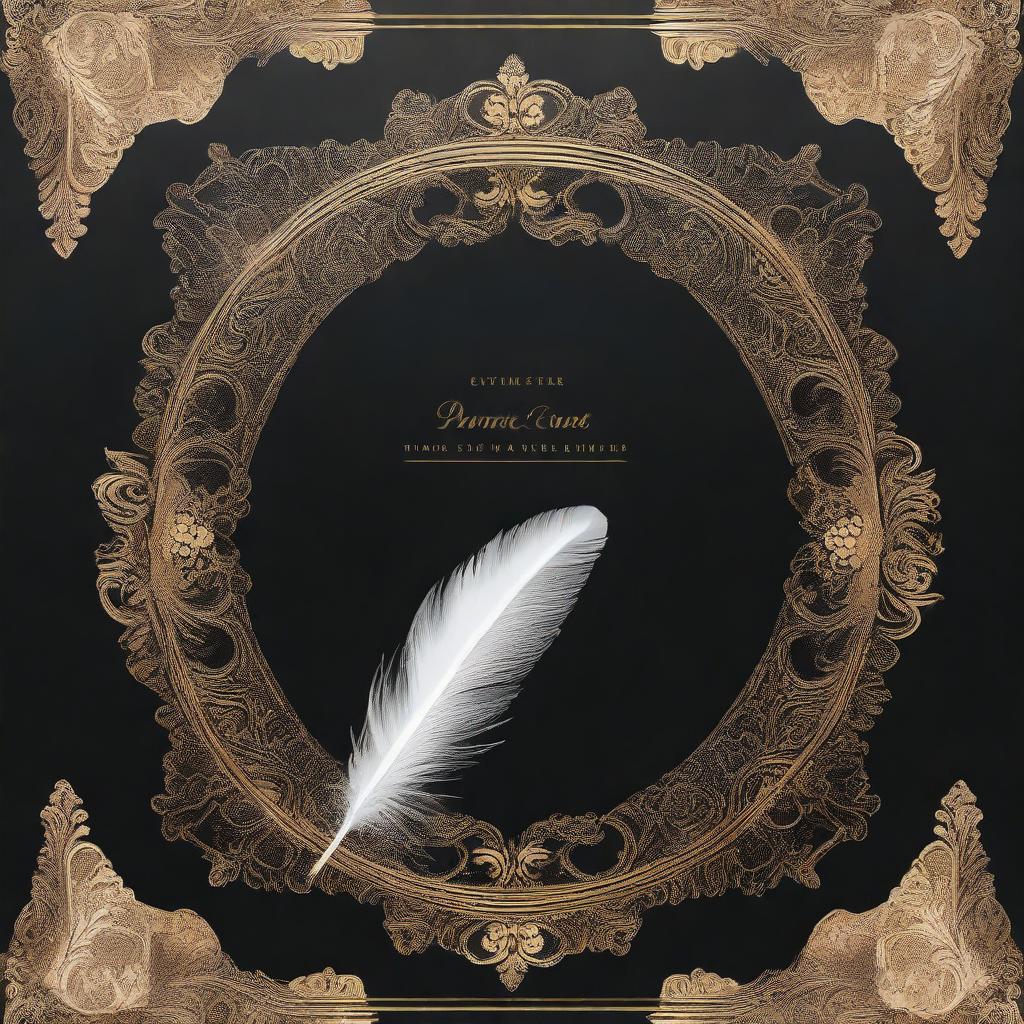 A book cover without any words, featuring a dark background with a white feather in the center