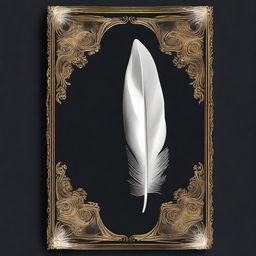 A book cover without any words, featuring a dark background with a white feather in the center