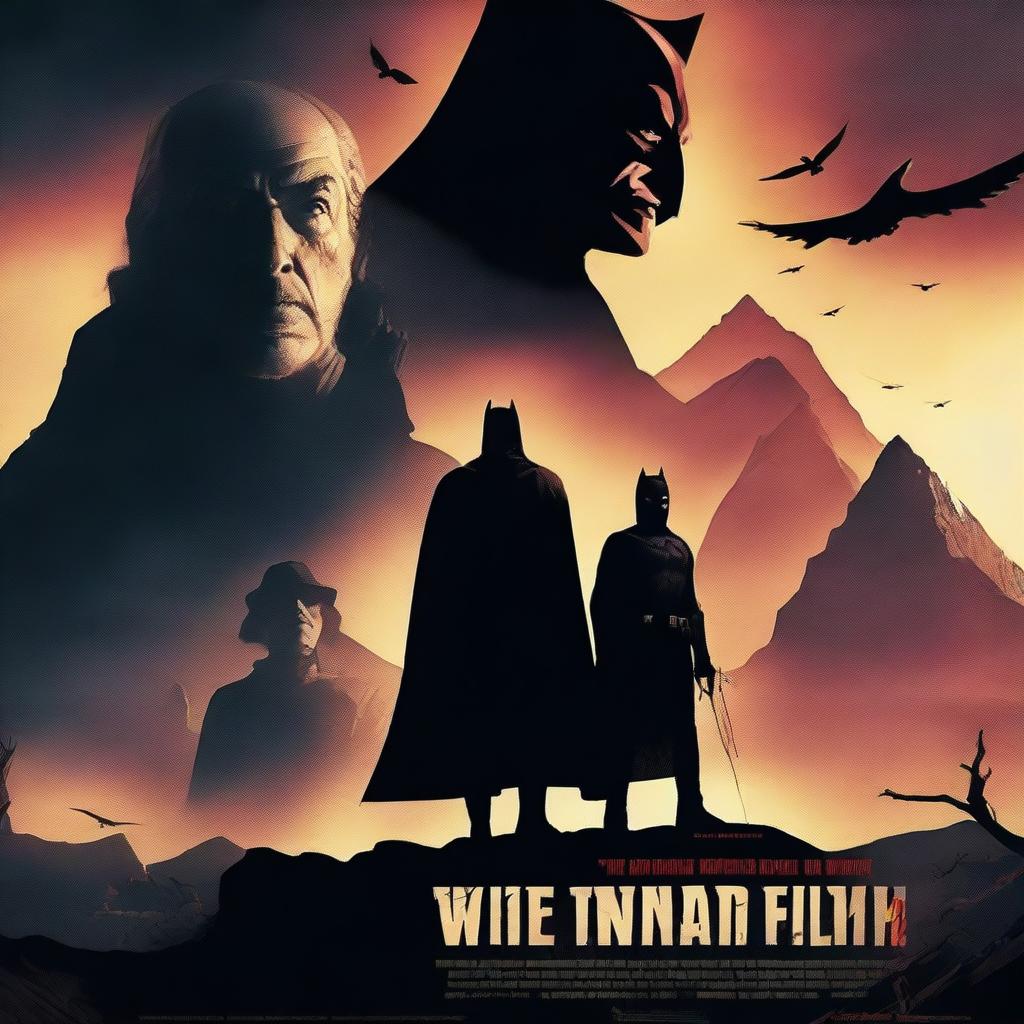 Create a visually striking movie poster featuring a dramatic scene with a hero and a villain