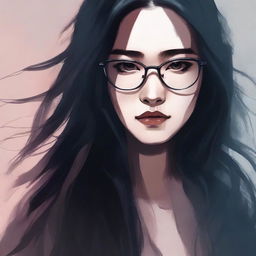 An eerie illustrated book cover featuring a young Asian woman with glasses and long hair