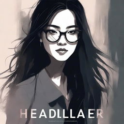 An eerie illustrated book cover featuring a young Asian woman with glasses and long hair