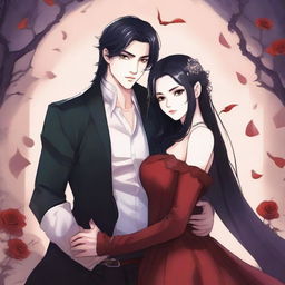 A romantic and erotic animated book cover illustration for a webtoon fantasy novel