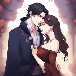 A romantic and erotic animated book cover illustration for a webtoon fantasy novel