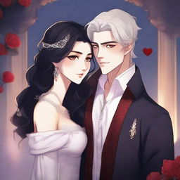 A romantic and erotic animated book cover illustration for a webtoon fantasy novel