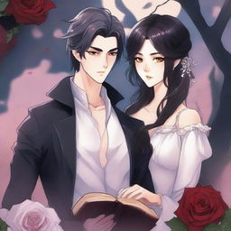 A romantic and erotic animated book cover illustration for a webtoon fantasy novel