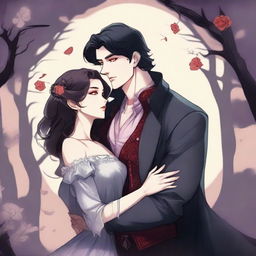 A romantic and erotic animated book cover illustration for a webtoon fantasy novel