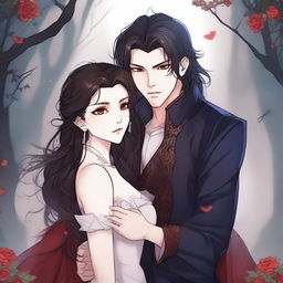 A romantic and erotic animated book cover illustration for a webtoon fantasy novel