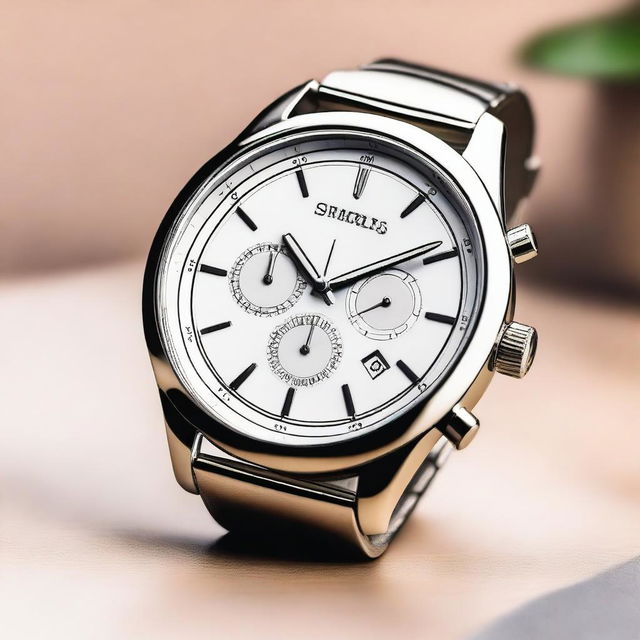 A high-quality, detailed image of a stylish wristwatch with a sleek design