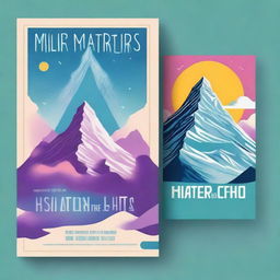 Create a modern fantasy book cover inspired by 'Hitchhiker's Guide to the Galaxy' and the Matterhorn in Switzerland