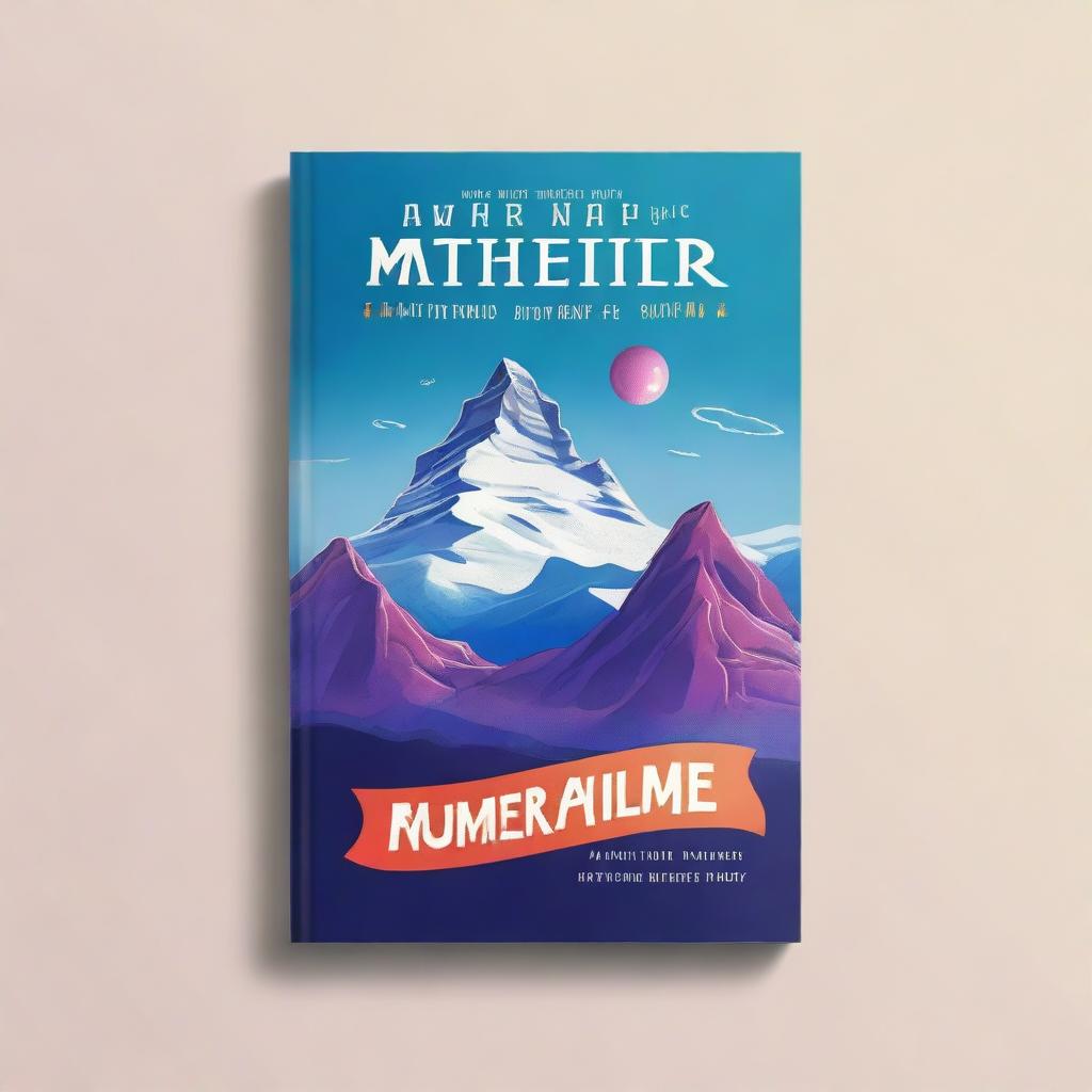 Create a modern fantasy book cover inspired by 'Hitchhiker's Guide to the Galaxy' and the Matterhorn in Switzerland