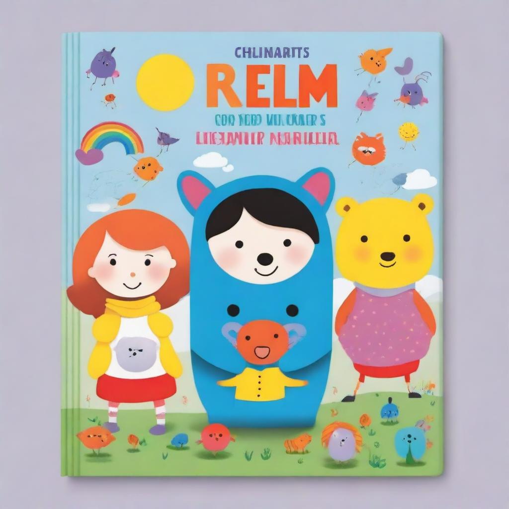 A vibrant and colorful children's book cover featuring playful characters, whimsical elements, and a joyful atmosphere