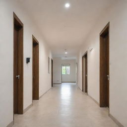 A serene, well-lit home interior with discreetly placed CCTV cameras - overlooking living areas, entrances, and hallways, ensuring household security while maintaining aesthetic appeal.