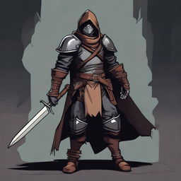 A detailed illustration of a rogue character wearing leather armor, holding a knife, in the style of Dungeons and Dragons