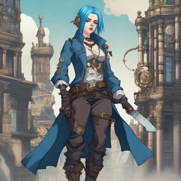 Billie Eilish depicted as a rogue in a steampunk setting