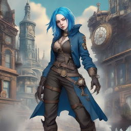 Billie Eilish depicted as a rogue in a steampunk setting