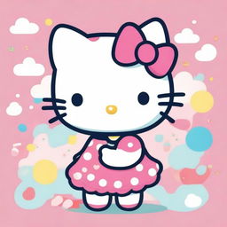 A charming and adorable illustration of Hello Kitty