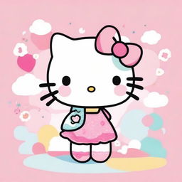 A charming and adorable illustration of Hello Kitty