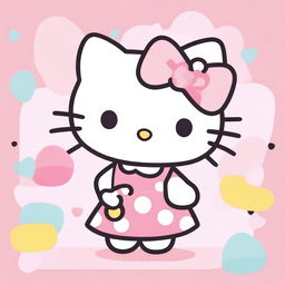 A charming and adorable illustration of Hello Kitty