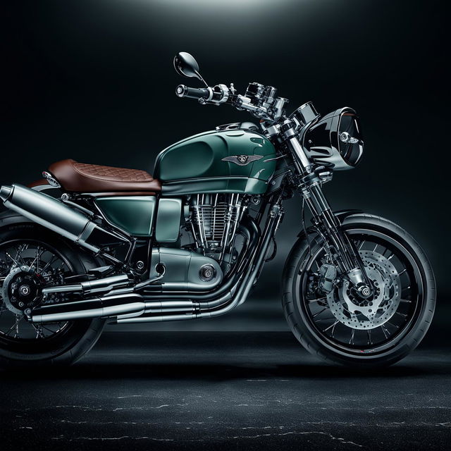 This is a description of a hypothetical Bentley motorbike, embodying the brand's luxury, performance, and craftsmanship