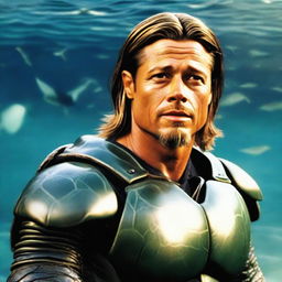 Brad Pitt as a sea turtle man who is a ship captain