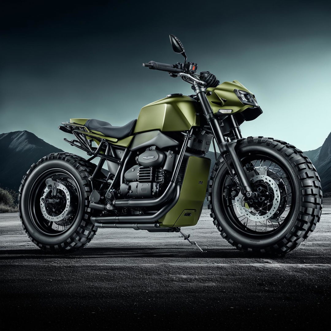 This is a description of a hypothetical Hummer motorbike, featuring the brand's rugged design, powerful performance, and off-road capabilities