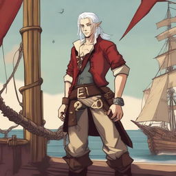 A young sea pirate with a slimmer body and white hair