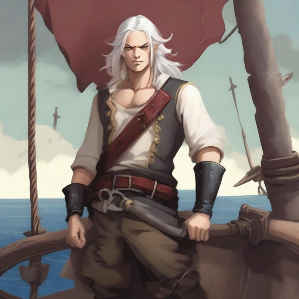 A young sea pirate with a slimmer body and white hair