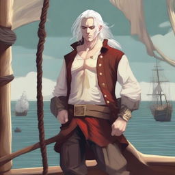 A young sea pirate with a slimmer body and white hair