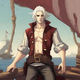 A young sea pirate with a slimmer body and white hair