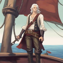 A young sea pirate with a slimmer body and white hair