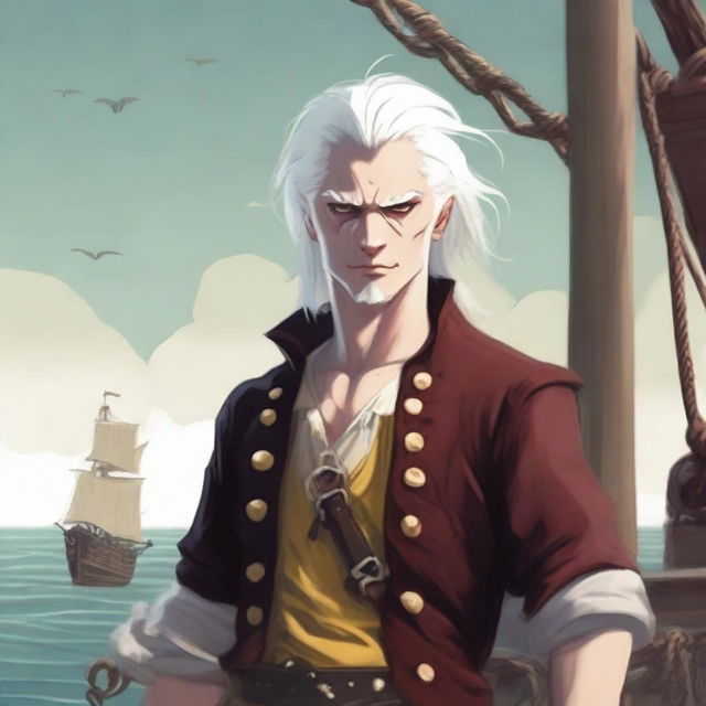 A young sea pirate with a slimmer body and white hair