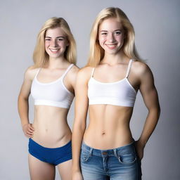 A 20-year-old girl proudly showing her ripped, muscular body