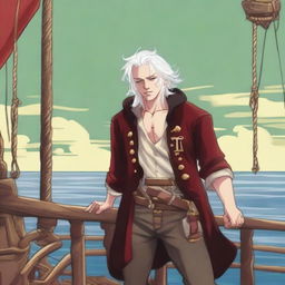 A young sea pirate with a slimmer body and white hair